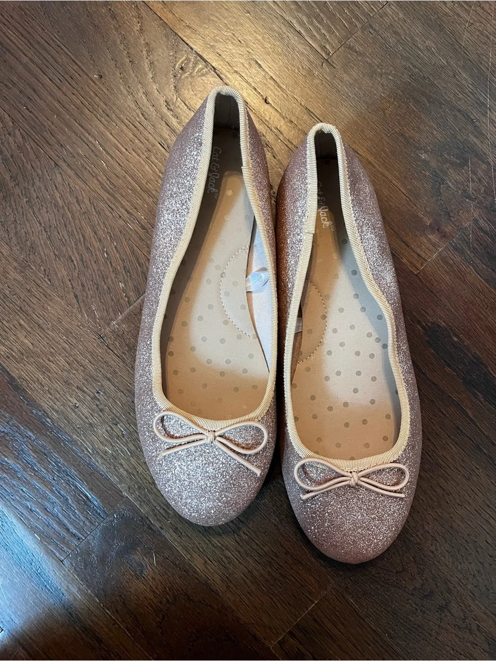 Cat & Jack Glitter Ballet Flats in Rose Gold